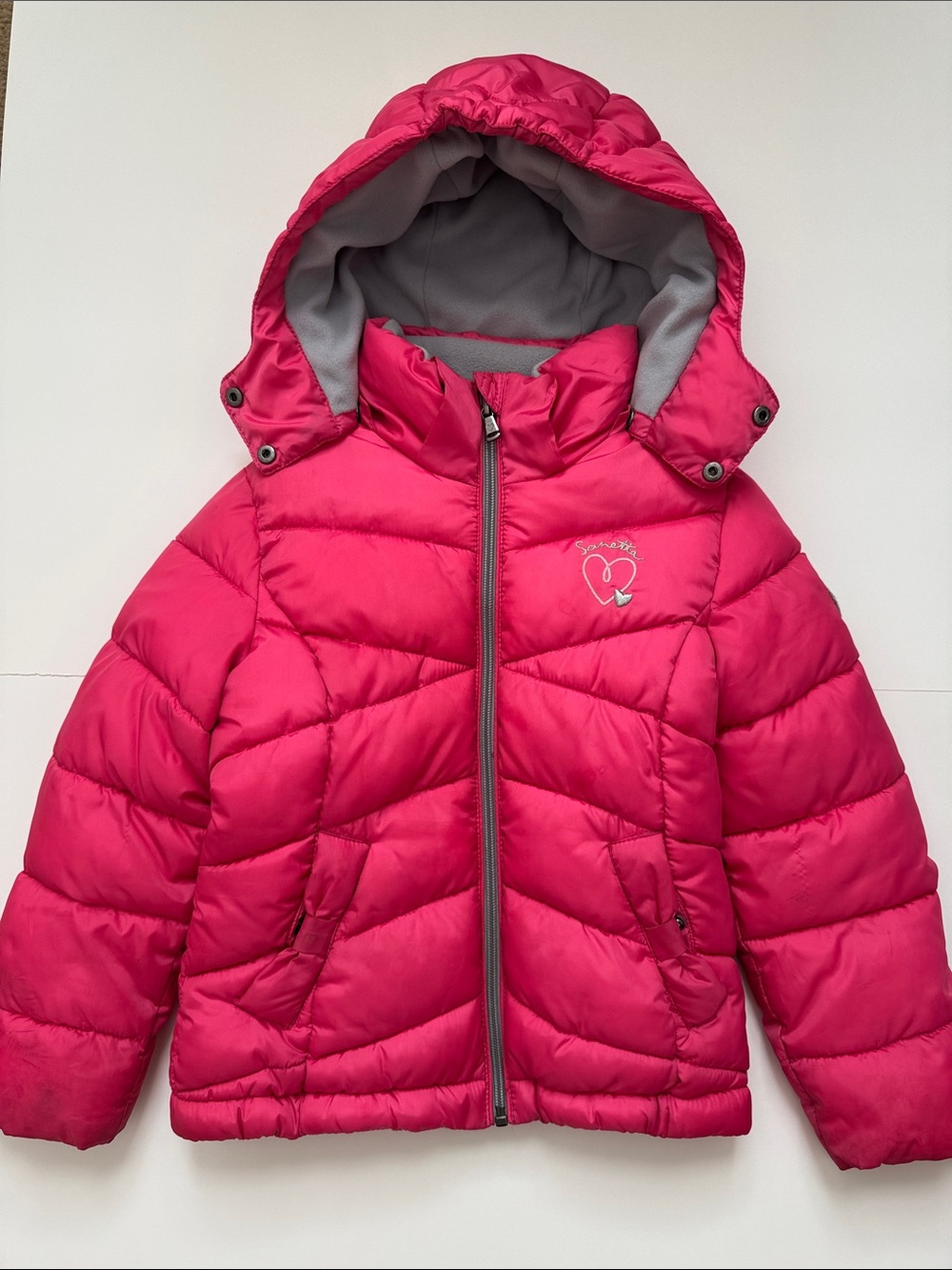 Girls' Bright Pink Hooded Puffer Jacket